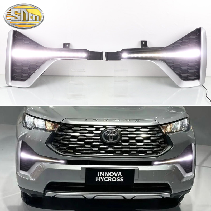Sncn 2 cái đèn LED chạy ban ngày cho xe ô tô daylights đối với TOYOTA INNOVA 2022 2023 màu vàng tín hiệu báo rẽ chạy ban ngày đèn pha đèn lái xe đèn sương mù