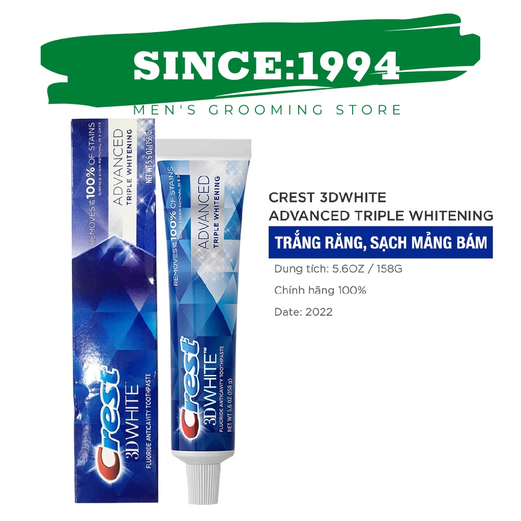 Kem đánh răng Crest 3D White Advanced Whitening 147g - Mẫu Mới