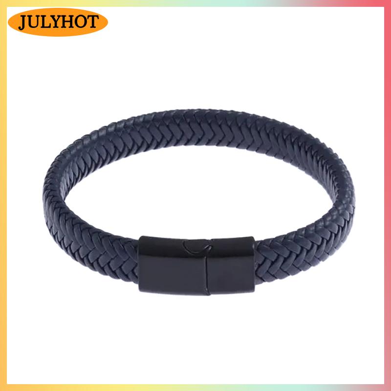 JULYHOT Cổ điển da đen Vòng đeo tay cho nam giới tay trang sức quà tặng đẹp trai Vòng đeo tay