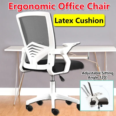 【Local Ready Stocks】Ergonomic Comfort Office Chair with Latex Cushion Backrest + Lumbar Support Design Spine Relieves