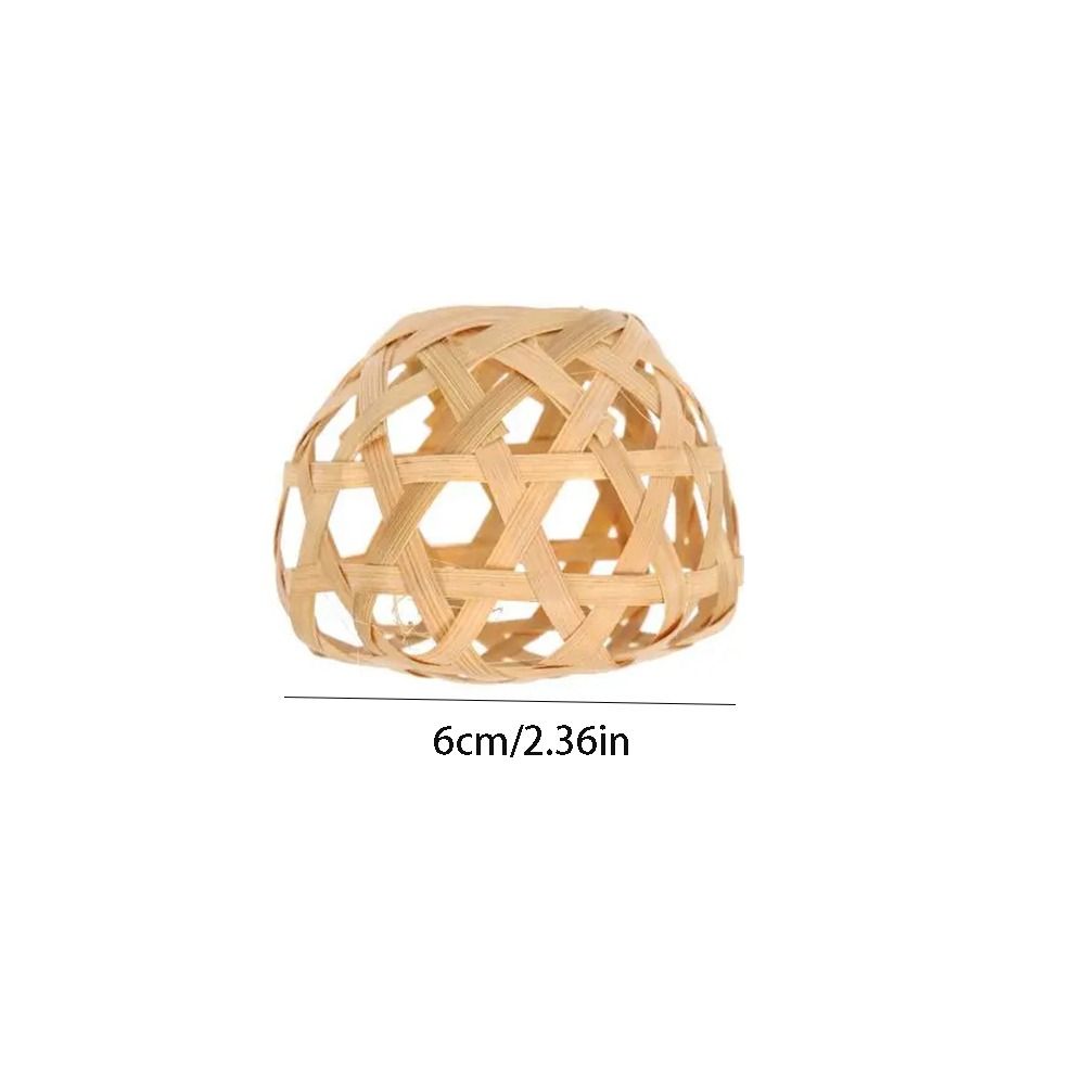 SKJK Globe Woven Bamboo Lamp Shade Small Bamboo Cage Bulb Lampshades Ceiling Chandelier Decorative Removable Chandelier Cover Pendant Light
