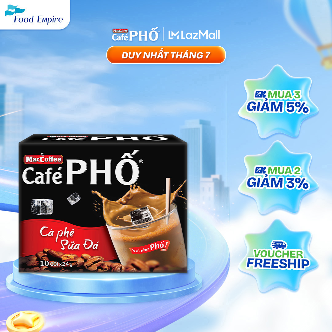 Cà phê Phố Sữa Đá - Maccoffee (hộp 10 gói x 24g)