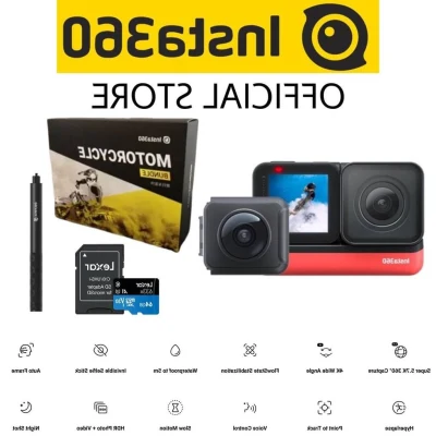 Insta360 One R Twin Edition with Motorcycle Mount Bundle - Modular Action Camera