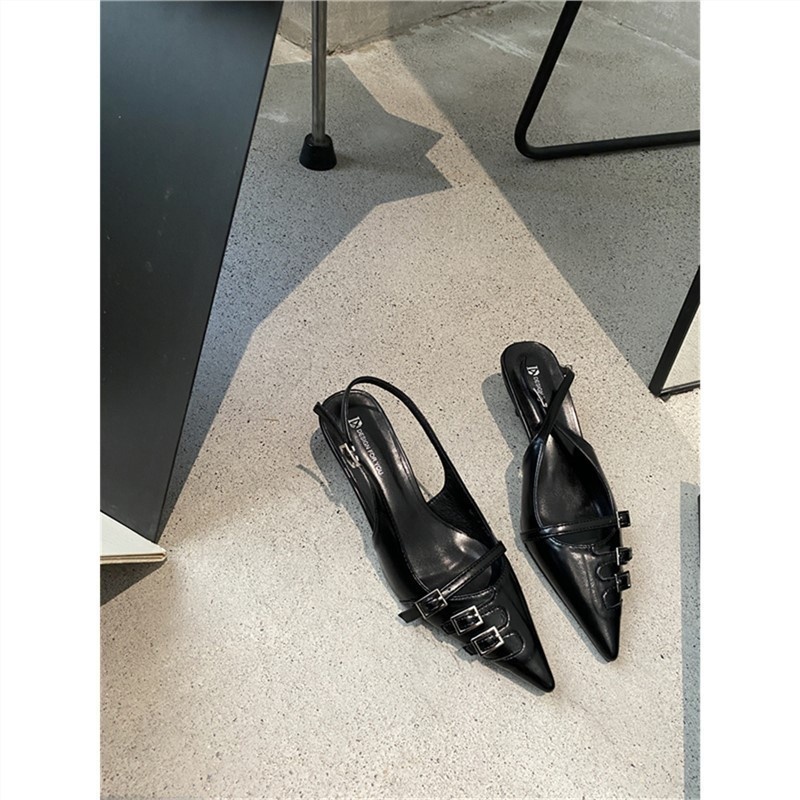 Giày Sandal Cao Gót Mũi Nhọn Phối Khóa Kim Loại Kiểu Pháp Đế 5cm Sang Trọng Khí Chất Cho Nữ CG16 
Taoladyshoes - 2