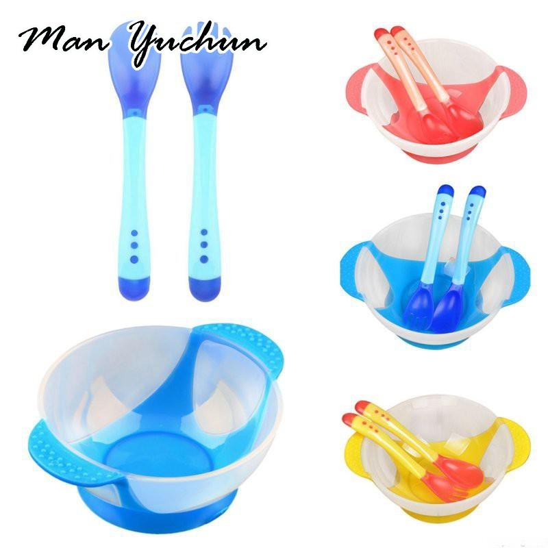MANYUCHUN Kimi Baby suction Bowl SLIP-proof Food Set ชุดช้อนไวต่อความร้อน infant Fall-proof Bowl Forks and Tupperware ราคา 17 บาท*ส่งฟรี