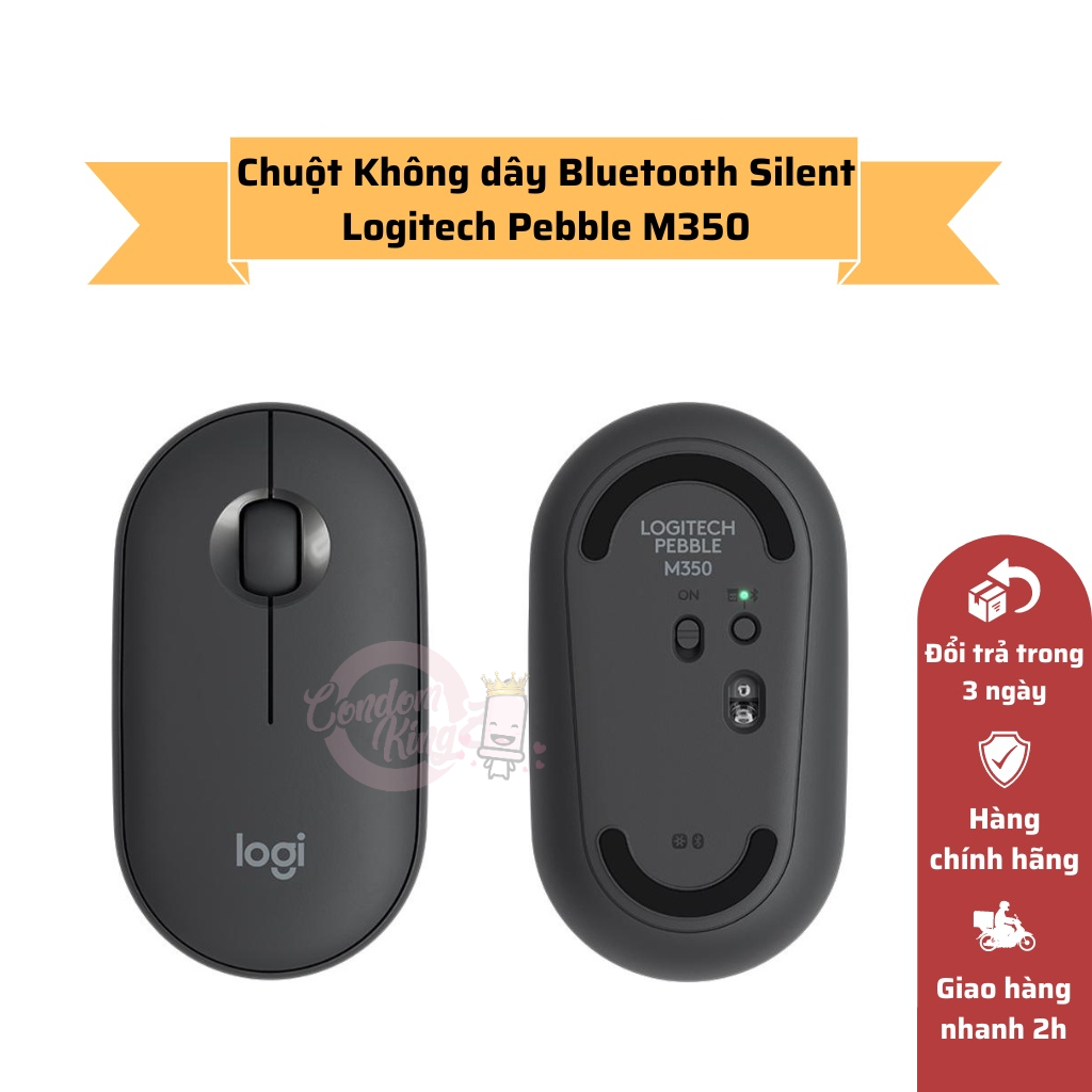 (Ưu Đãi Lớn) Chuột Không dây Bluetooth Silent Logitech Pebble M350 - Hàng Nhập Khẩu