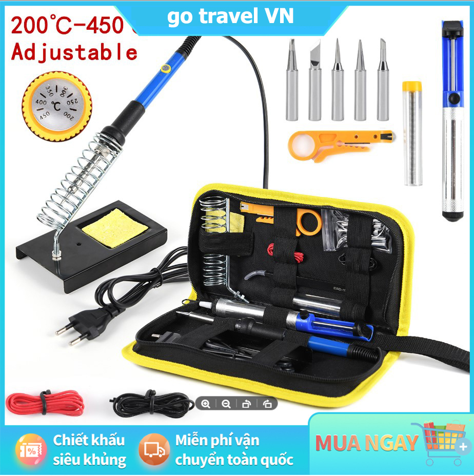 Bộ mỏ hàn,bộ hàn sắt điện điều chỉnh nhiệt độ, dụng cụ hàn bút chì nhiệt 220v 110v 60w,bộ mỏ hàn thiếc điều chỉnh nhiệt