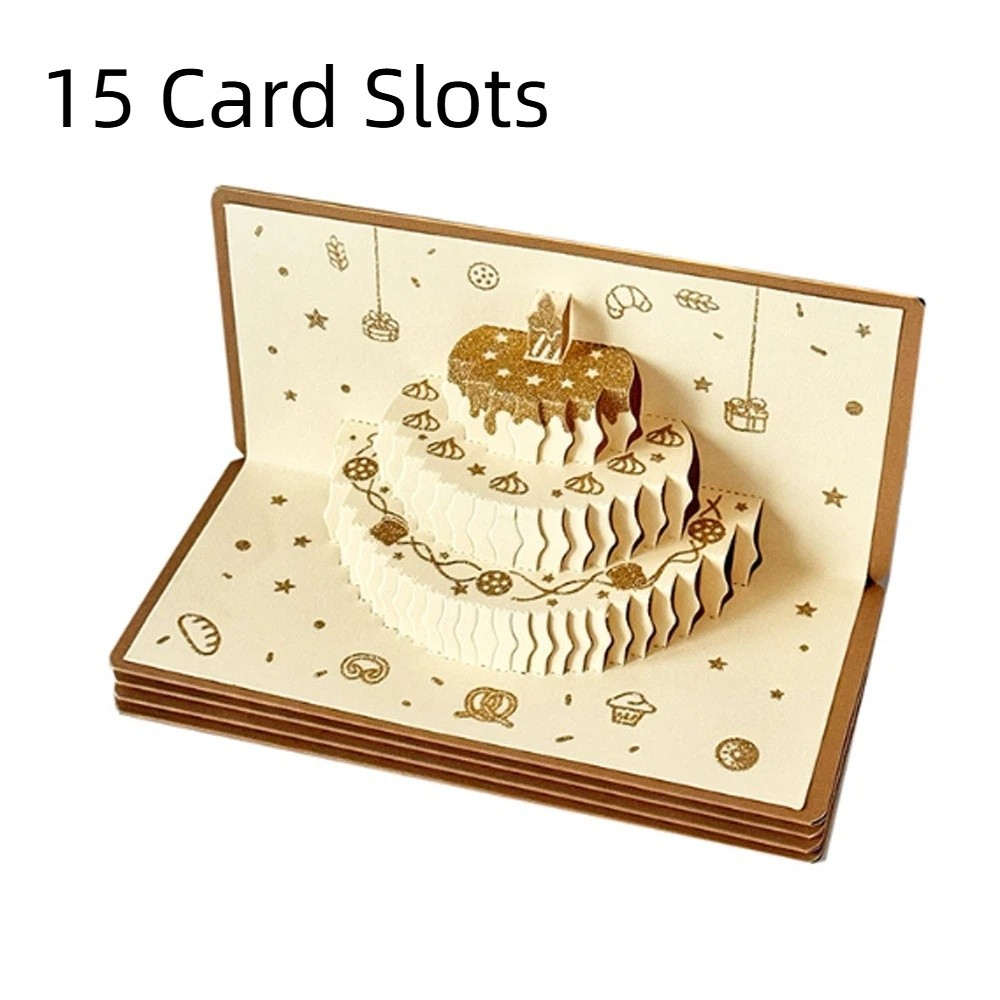 YERZ Foldable 3D Birthday Red Envelope Traditional Lucky Money Envelope Greeting Card Best Wishes Birthday Cake Greeting Card Chinese New Year