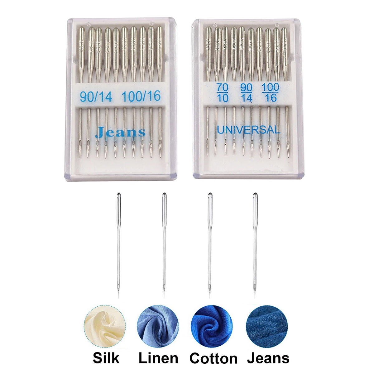2 Box/Set Universal Jeans Stainless Steel Needles Sewing Machine Supplies for Singer Brother Janome Varmax Sizes70/10 90/1