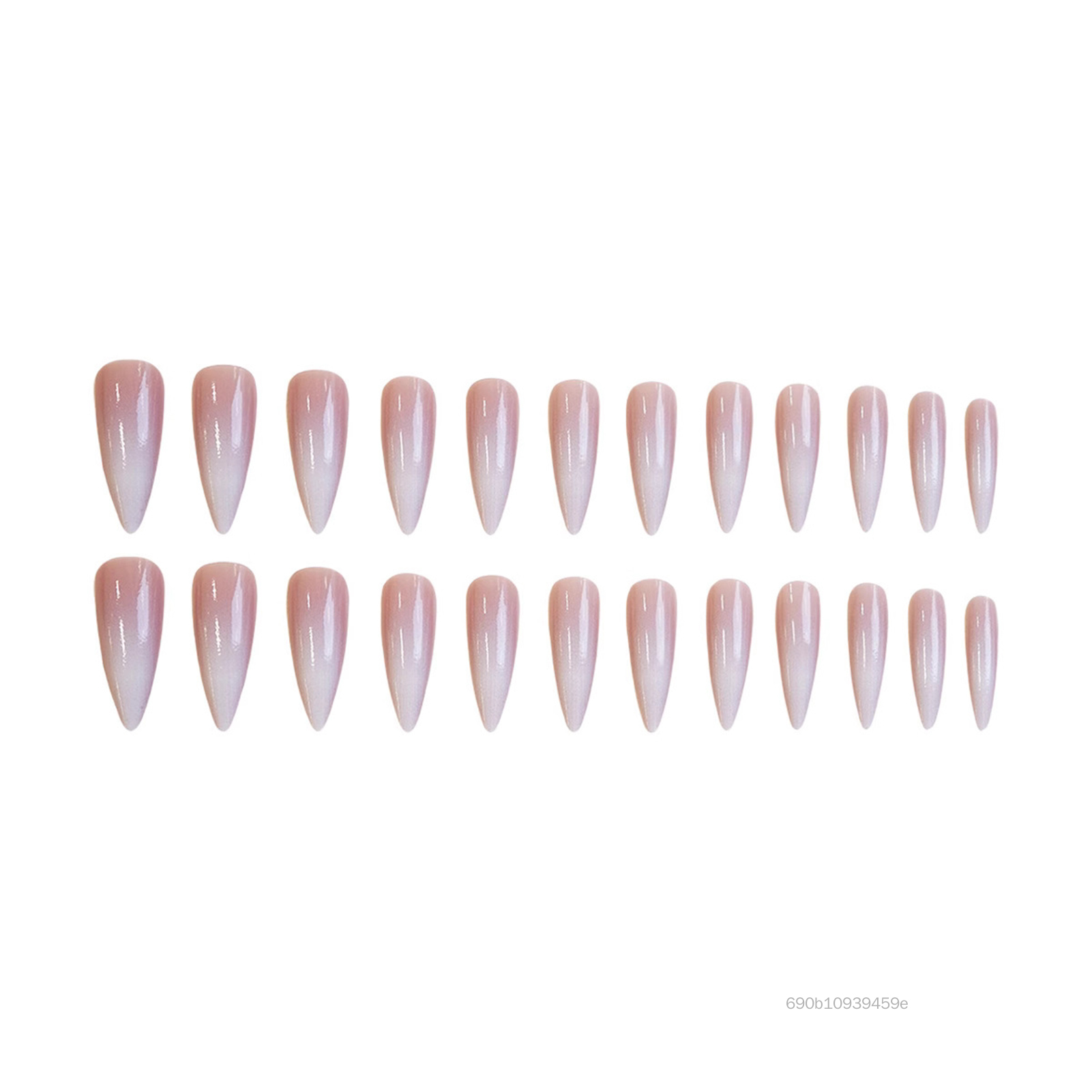 24PCS Mẹo dài Trắng Gradient lâu dài lặp lại mượt mà khỏa thân nhân tạo giả móng tay TF-Uni-VN