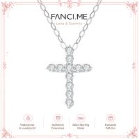 FANCIME ″White Delight″ 0.2 CTTW Diamond Cross Pendent Necklace In 14K White Gold