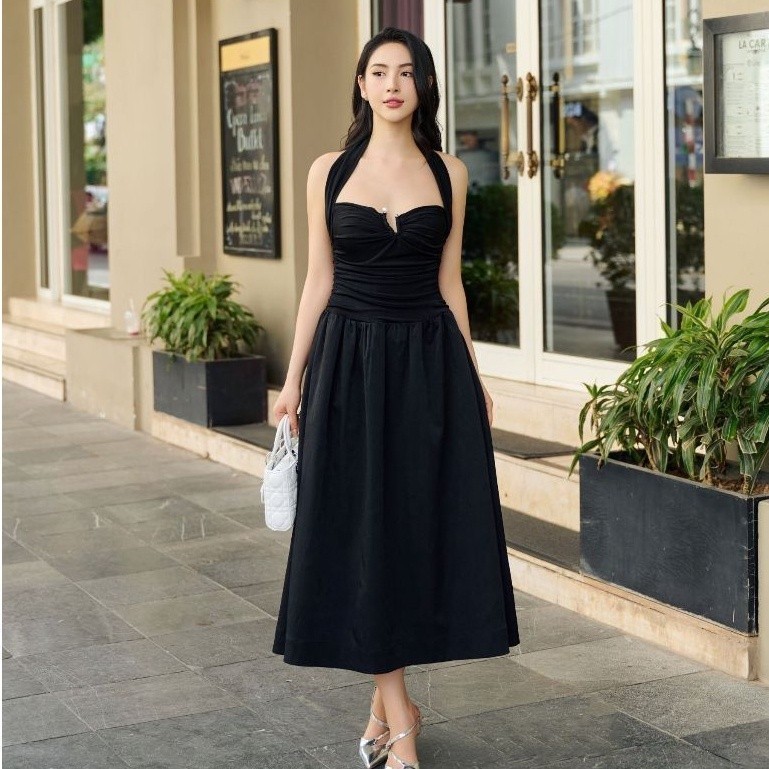 Joven đầm dài monroe dáng cổ yếm cúp ngực sang trọng thanh lịch