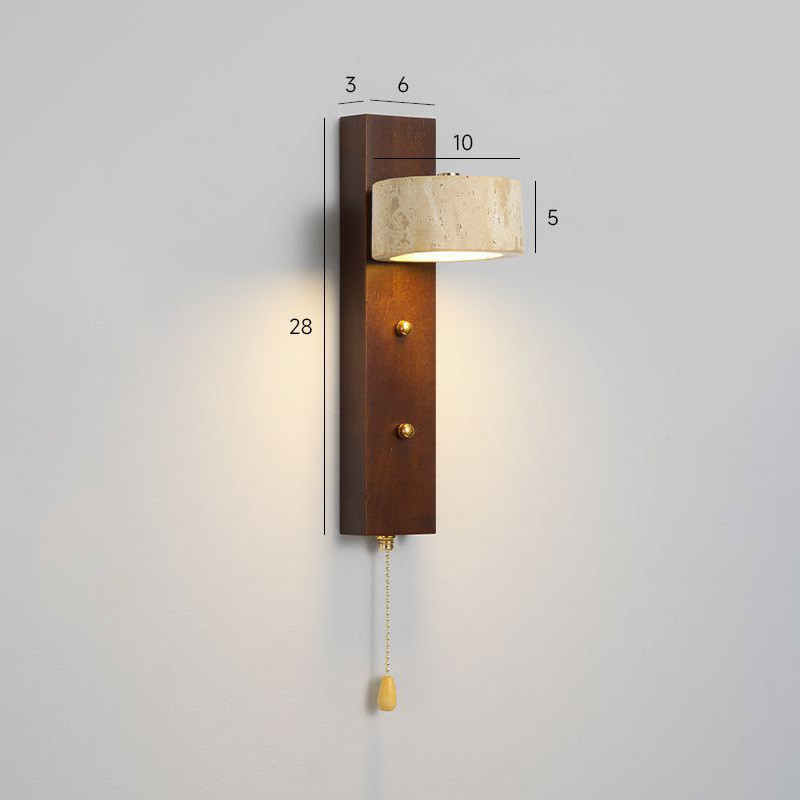 Retro Yellow Travertine Wall Light With Zipper Switch Wabi-sabi Style Bedroom Bedside Wall Lamp Minimalist Living Room Background Wall Lights Stair Light
