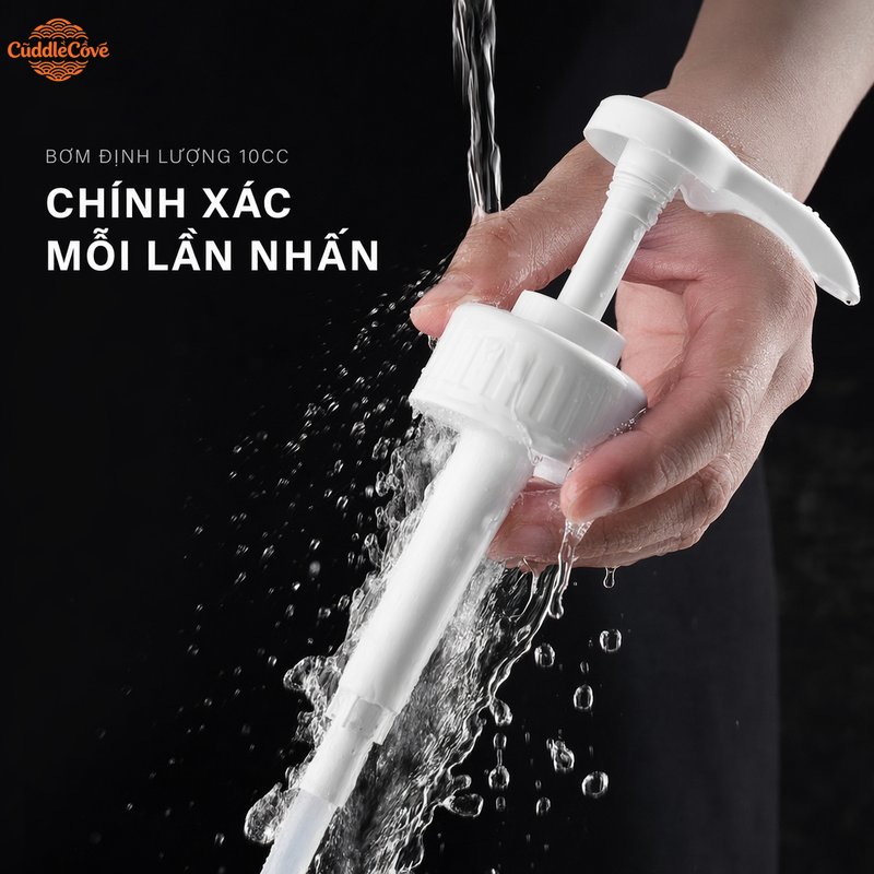 CuddleCove Bình xịt siro nhựa 1600 vòi bơm định lượng đầu pump kèm vòi thay thế chai đựng gia vị dùng quán cà phê
