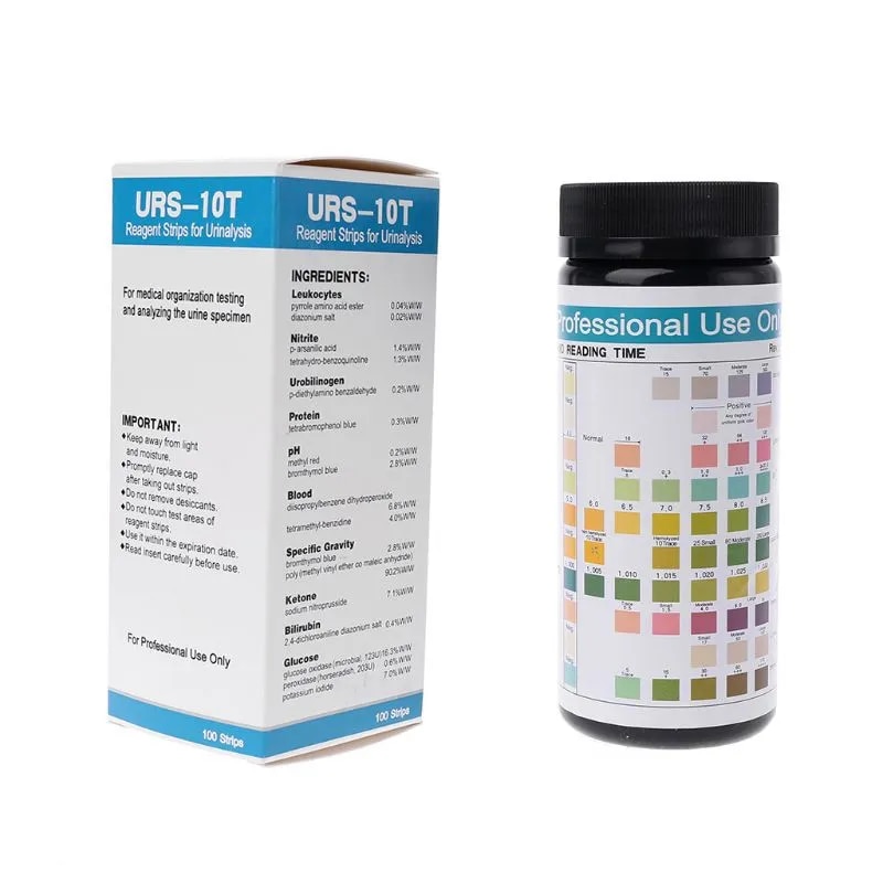 Lớn-bán hàng phát triển mạnh 100 Strips URS-10T urinalysis Thuốc thử Strips 10 thông số que thử Nitrite urobilinogen protein PH