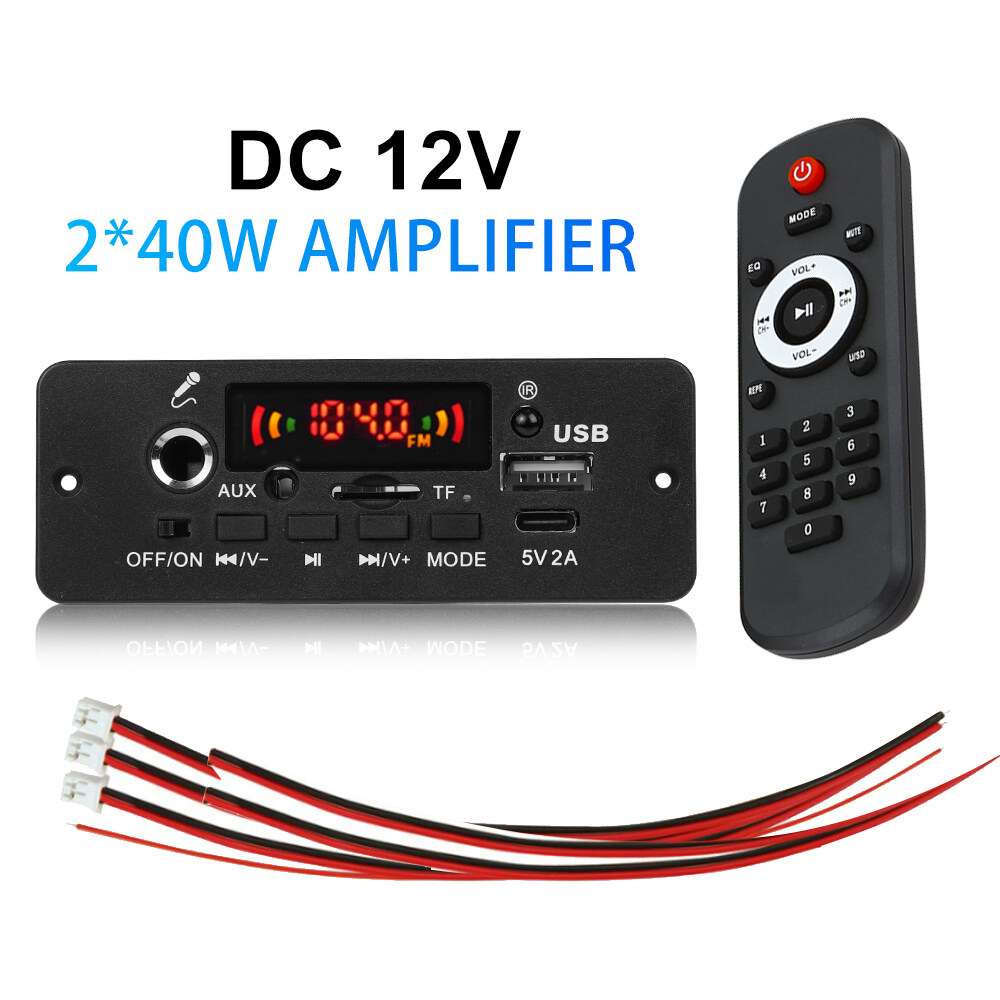 Generic MP3 Player Bluetooth 5.0 Decoding Board 2x40W Amplifier DC 12V