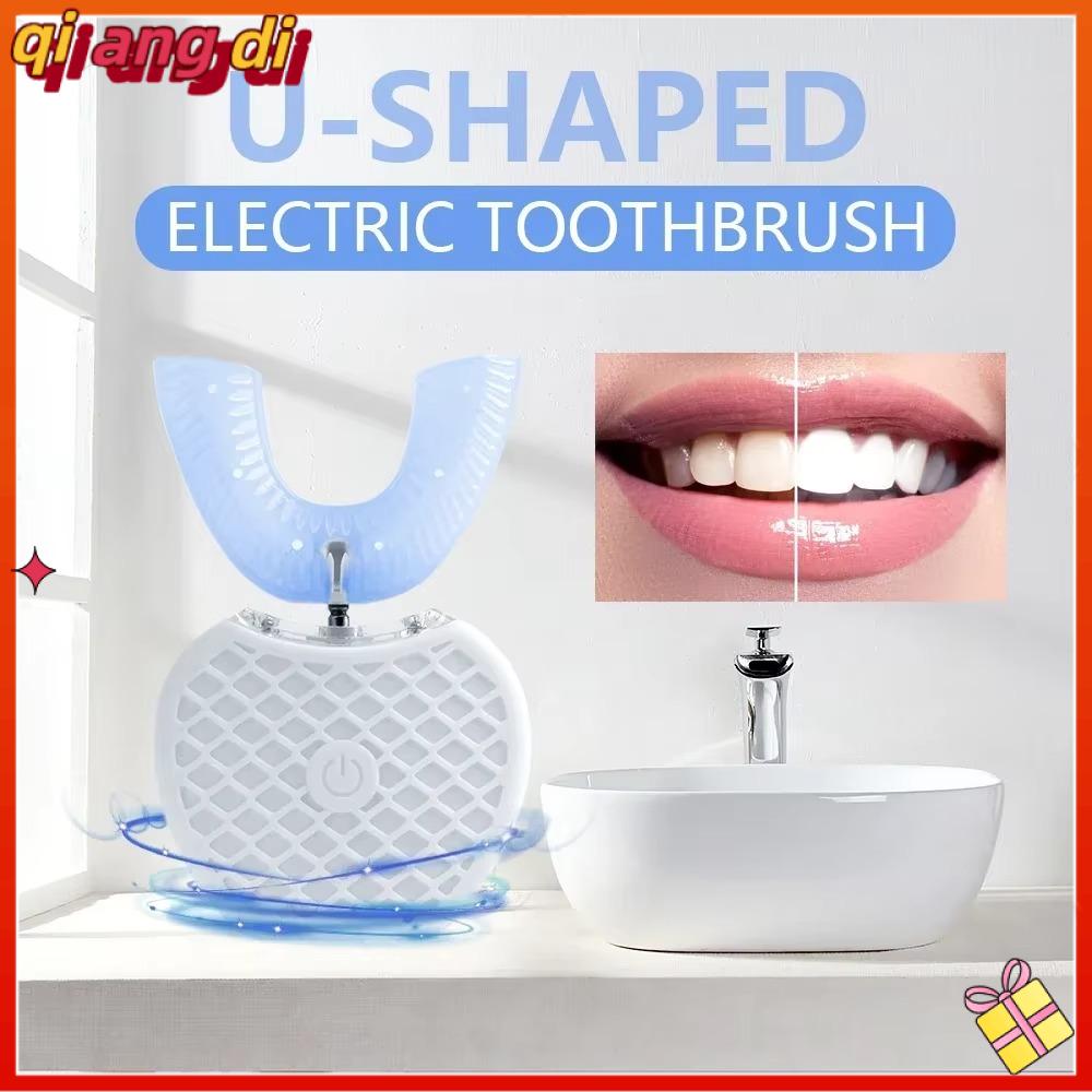 QIANGDI Chống nước IPX7 Bàn chải đánh răng điện siêu âm Làm Trắng Răng Làm Sạch Răng toàn Miệng 360 ° Bàn chải đánh răng tự động Hình chữ U Bàn chải đánh răng siêu âm chạy điện Người lớn