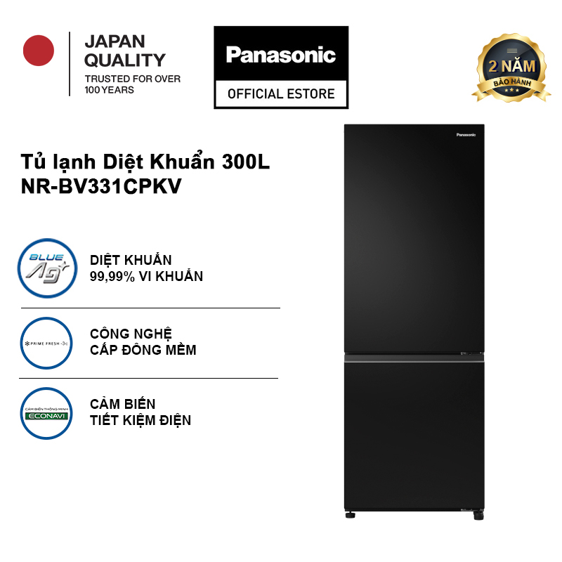 [ Chỉ giao miền Bắc] [Trả góp 0%] Tủ lạnh Panasonic Diệt Khuẩn 300L NR-BV331CPKV Cấp Đông Mềm - Ngăn Đá Dưới - Làm Đá Tự Động - Siêu Tiết Kiệm Điện Năng - Bảo hành 2 năm
