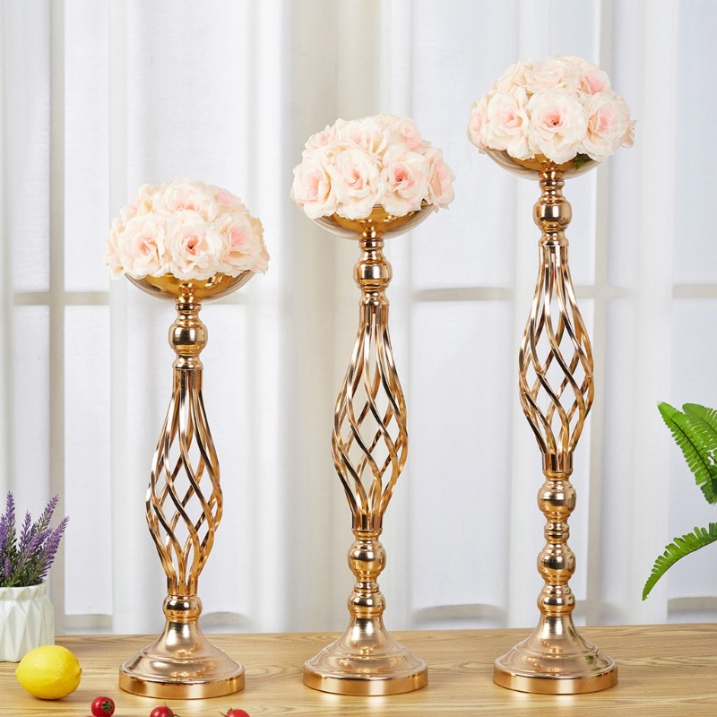 Vase Pernikahan Alat Peraga Jalan Memimpin Besi Putri Duyung Emas Candlestick Meja Utama Vas Set