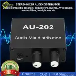 Âm thanh stereo mix khuếch đại 2 đầu vào 2 đầu ra 3.5mm giắc cắm và chơi hợp kim nhôm