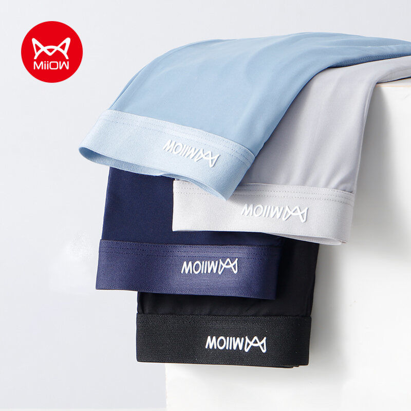 MiiOW 4 Mới Polyester Quần Lót Nam Boxer Quần Lót Nam Mềm Cueca Nam Quần Lót Võ Sĩ Quần Short Ngắn MW458