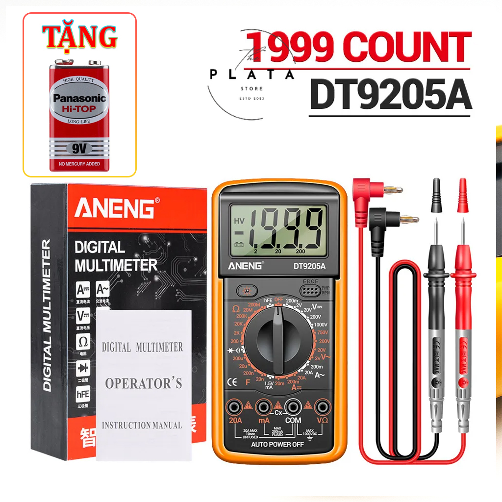 Đồng hồ vạn năng DT9205A / Aneng DT9205A màn hình kỹ thuật số đồng hồ vạn năng thông minh Máy đo bảo