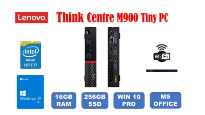 LENOVO ThinkCentre M900 Tiny Desktop Intel Core i7-6th gen 16GB DDR4 RAM, 256GB SSD ,Windows 10 pro,Ms office With Free WIFI Dongle , 3 Month Warranty(Refurbished)
