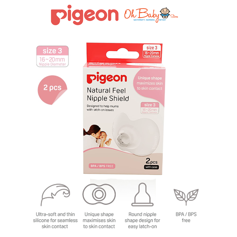 Pigeon Natural Fit Nipple Shield Thin & Soft with Case (13-16mm/16-20mm x 2 Pcs)