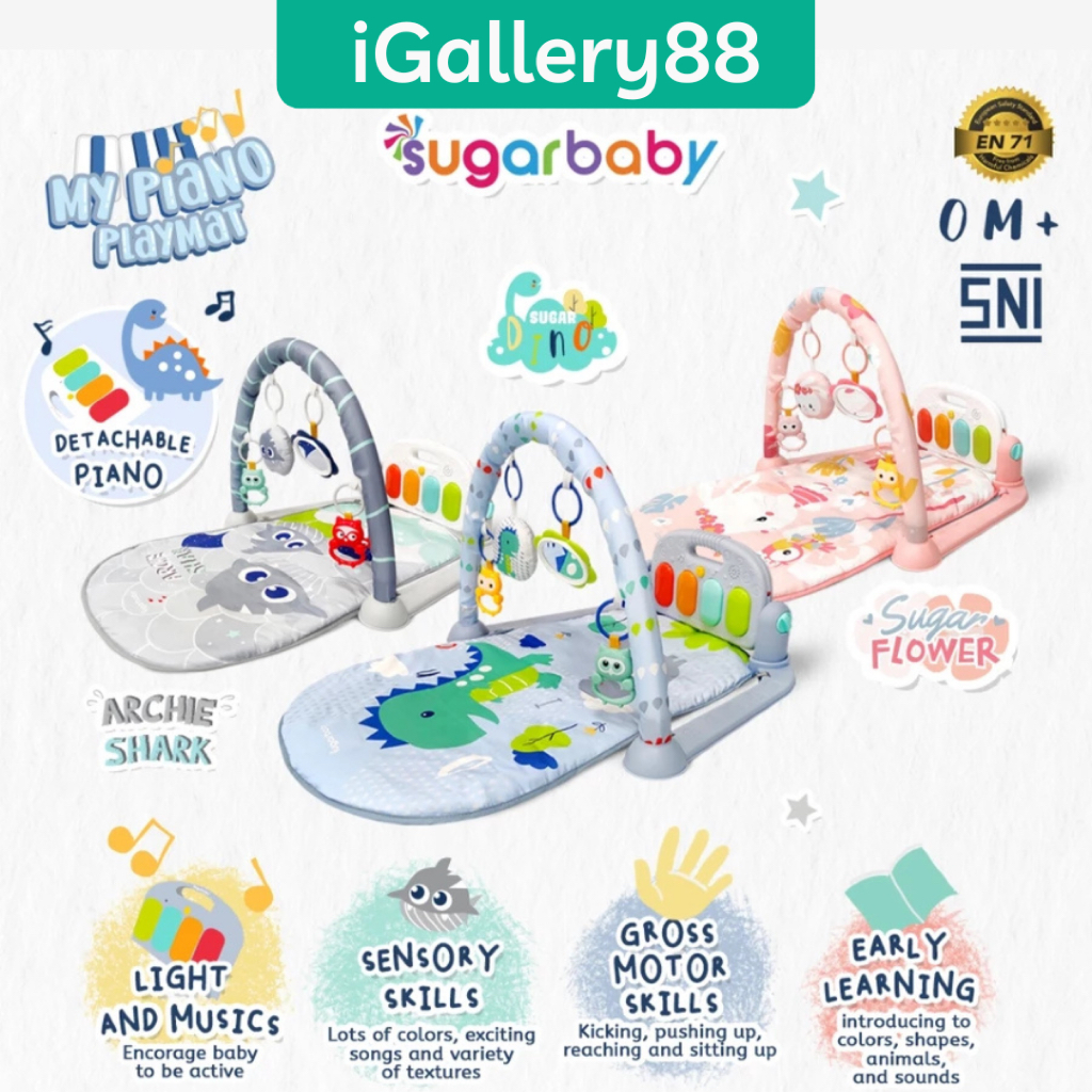 Sugarbaby My Piano Playmat Baby Gym Musik Mainan Rattle Lampu Mainan Gym Bayi Playgym Mainan Anak Matr…