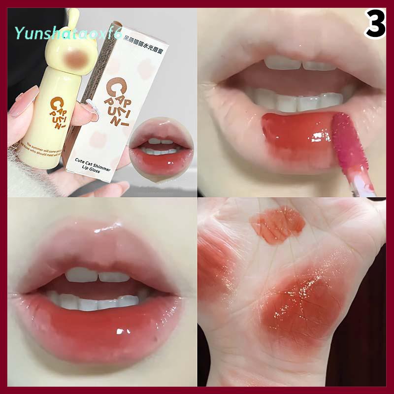 yunshataoxf Cappuvini dễ thương mèo Son bóng dưỡng ẩm mịn màng và lâu dài môi Men 4 màu dễ dàng để áp dụng môi vết bẩn cho người mới bắt đầu - 3