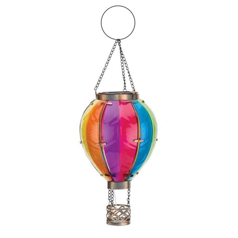 Hot Air Balloon Solar Lantern with Flickering Flame Light, Waterproof for Garden Yard