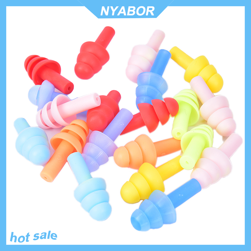 NYABOR 10 cặp nút bịt tai bơi silicon chống nước Nút Bịt Tai Chống Ồn mềm