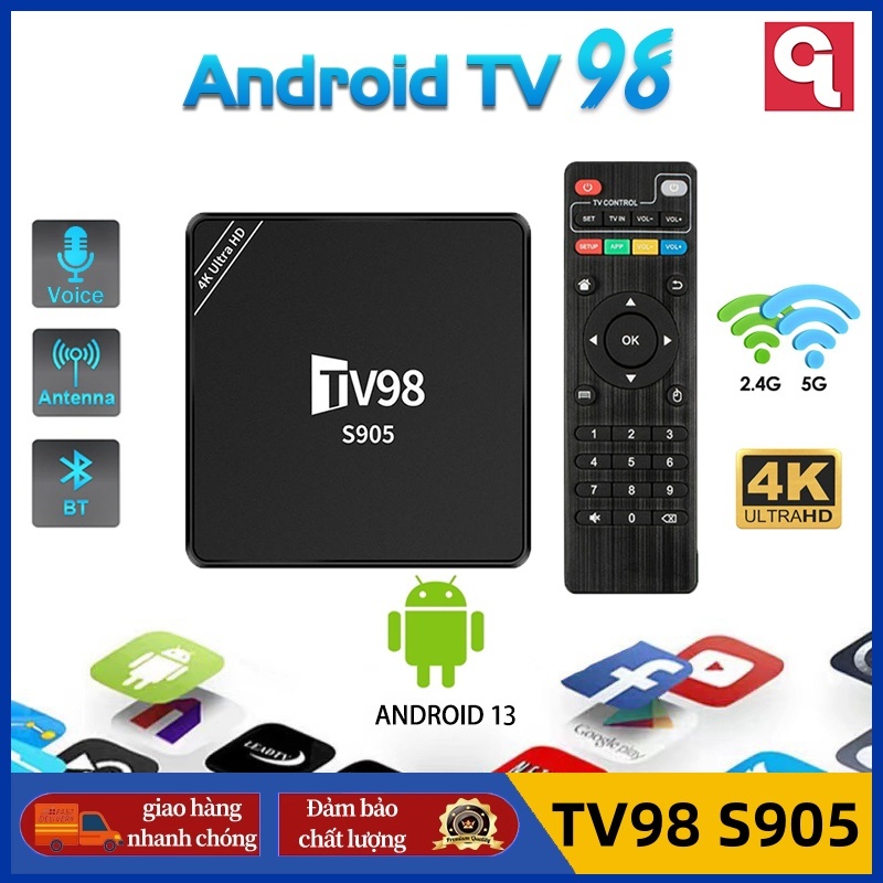 Hộp TV Android TV98 S905 8GB + 128GB dung lượng lớn, Android 12.1, sử dụng vĩnh viễn, xem trực tuyến phim YouTube, v.v.