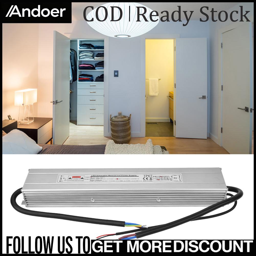 Andoer 2-in-1 LED กันน้ำ SCR/0-10V Dimming Power Supply AC170-260V(50/60Hz) อินพุต 12V เอาต์พุต 16.67A 200W ราคา 1,320 บาท*ส่งฟรี