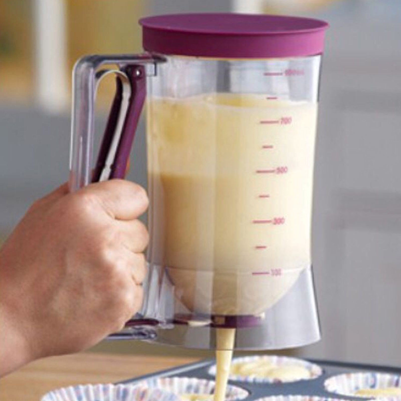 Tomvorks dụng cụ trộn bột Pancake ABS 900ml Bột kem tách dụng cụ làm bánh với miệng rộng cho bánh cupcake bánh