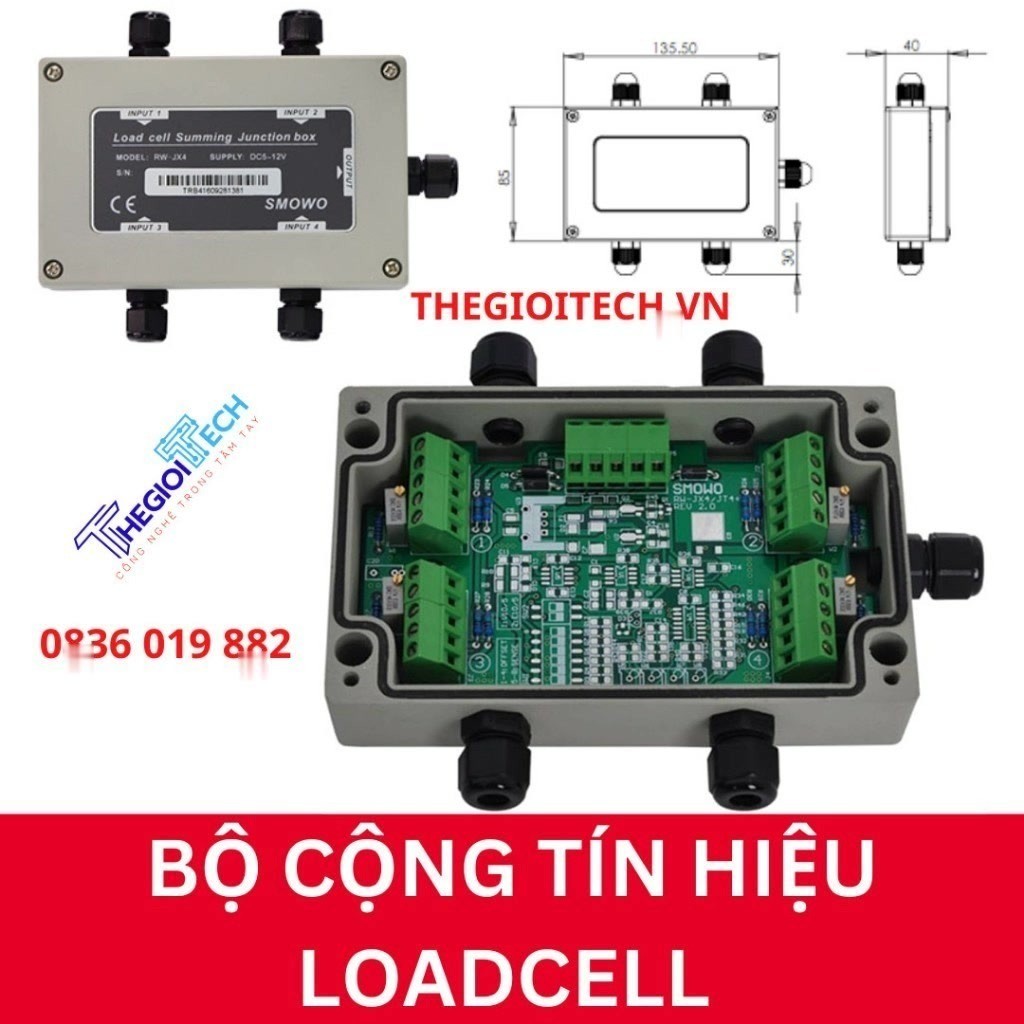 Hộp Nối Loadcell RW-JX4 - Vỏ Hợp Kim Nhôm, IP65, Tích Hợp 4 Kênh Tín Hiệu