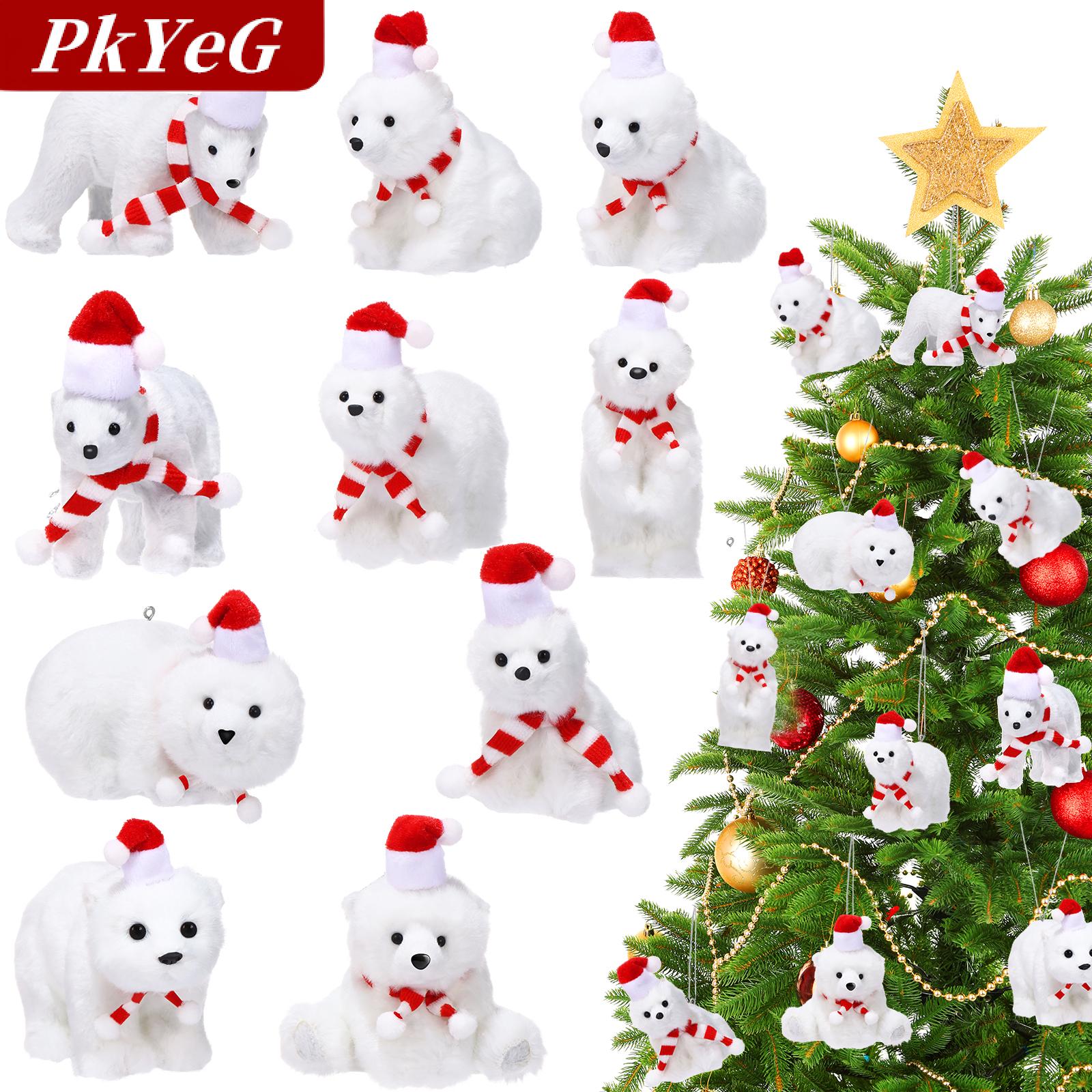[COD] PkYeG 10ชิ้นเครื่องประดับคริสต์มาสหมีขั้วโลกเครื่องประดับคริสต์มาสสีขาวฝูงหมีขั้วโลกกับผ้าพันคอสีแดงและหมวกฤดูหนาวหมีขั้วโลกแขวน decortio ราคา 940 บาท*ส่งฟรี
