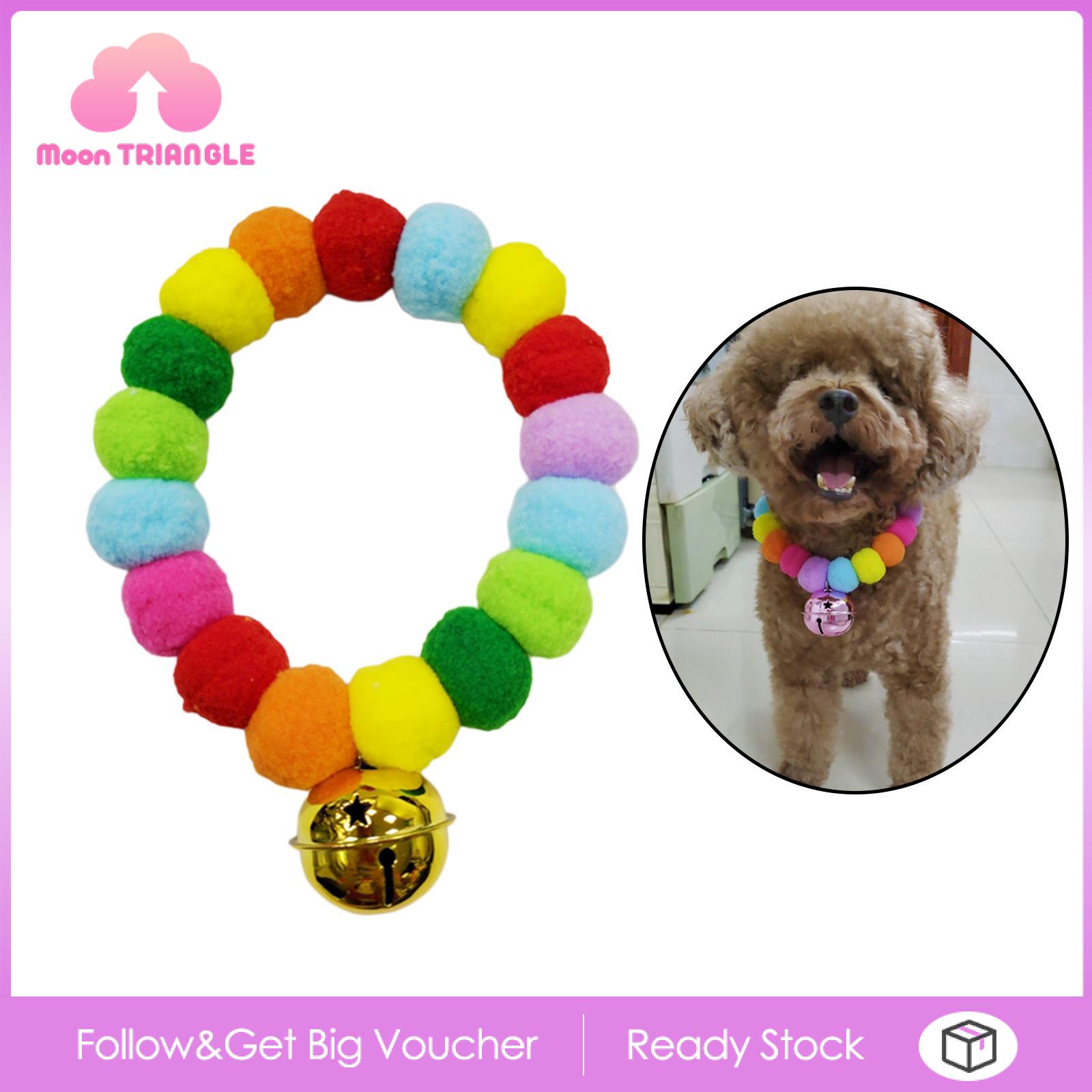 Moon TRIANGLE Elastic Cat Collar, Pets Collar Dog Collar, Pet Plush Balls Necklace for Puppy