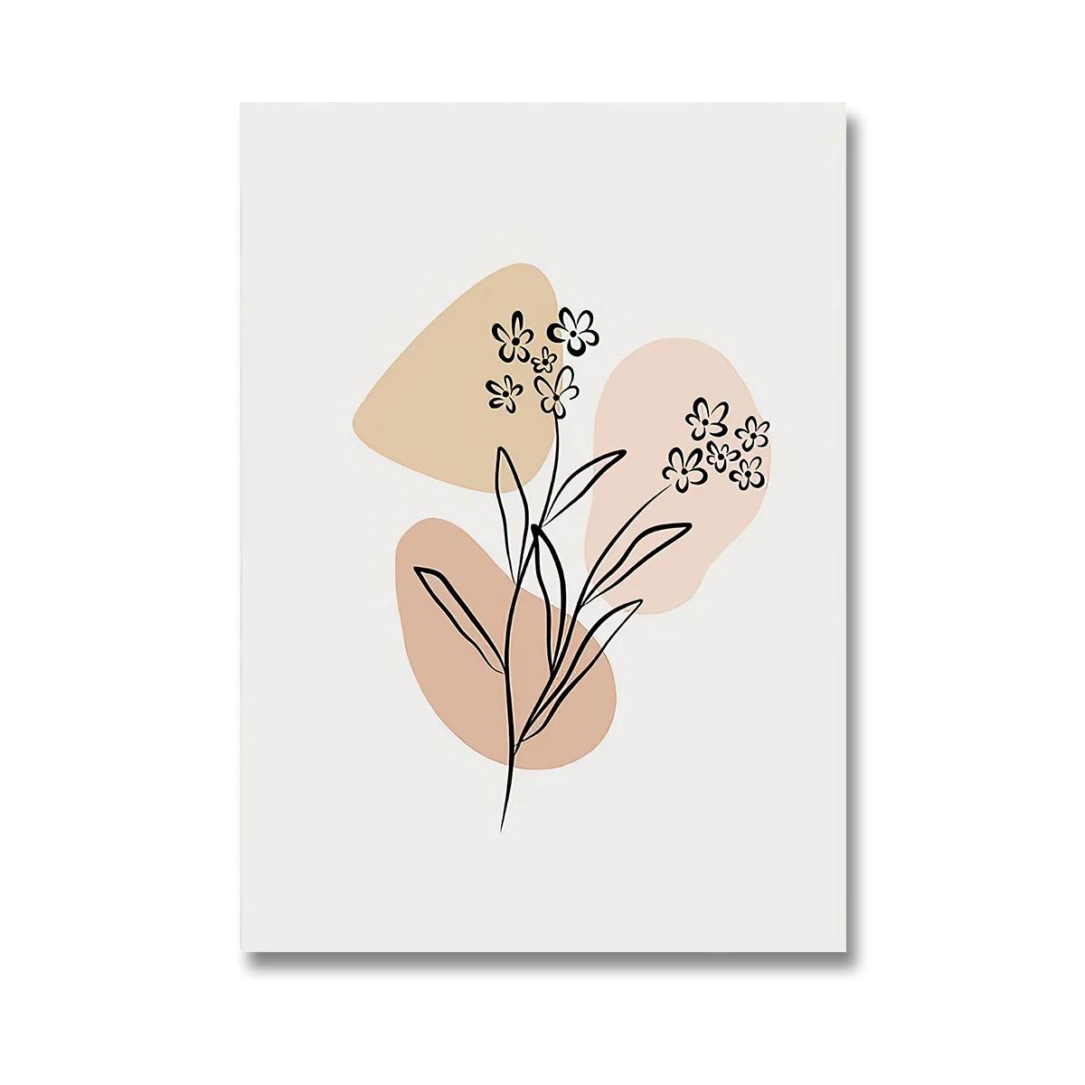 Nordic Style Custom Pink Flower Posters Botanical Canvas Painting Farmhouse Wall Art Pictures for Living Room Home Decoration 0507