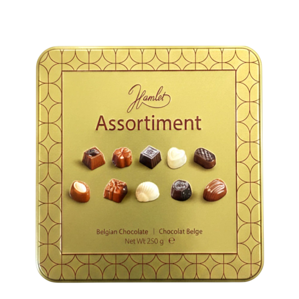HAMLET - Socola Bỉ Tổng Hợp Hộp Thiếc (Vàng), Assortiment, Belgian Chocolate (250g)