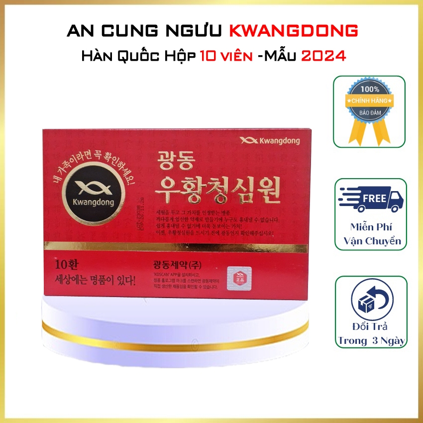 An Cung Ngưu Hoàng Hoàn Kwangdong Tổ Kén Đỏ Hàn Quốc Hộp 10 Viên Phòng  Biến Đột Quỵ Hàn Quốc