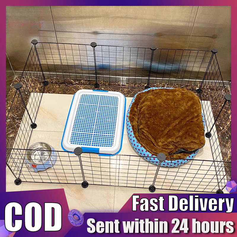 【Fast Delivery】Pet New Land .DIY Metal Dog Cage Stackable Pet Cat Rabbit Cage Pet Black Frame Steel Metal Wire Kennel Extendable Pet Fence for Indoor and outdoor