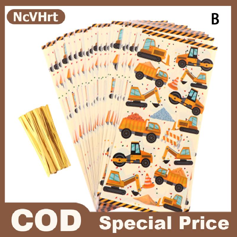 NcVHrt 50pcs động vật rừng xây dựng bữa tiệc sinh nhật kẹo Túi Quà Tặng Biscuit đóng gói túi xây dựng bên túi quà tặng cho trẻ em