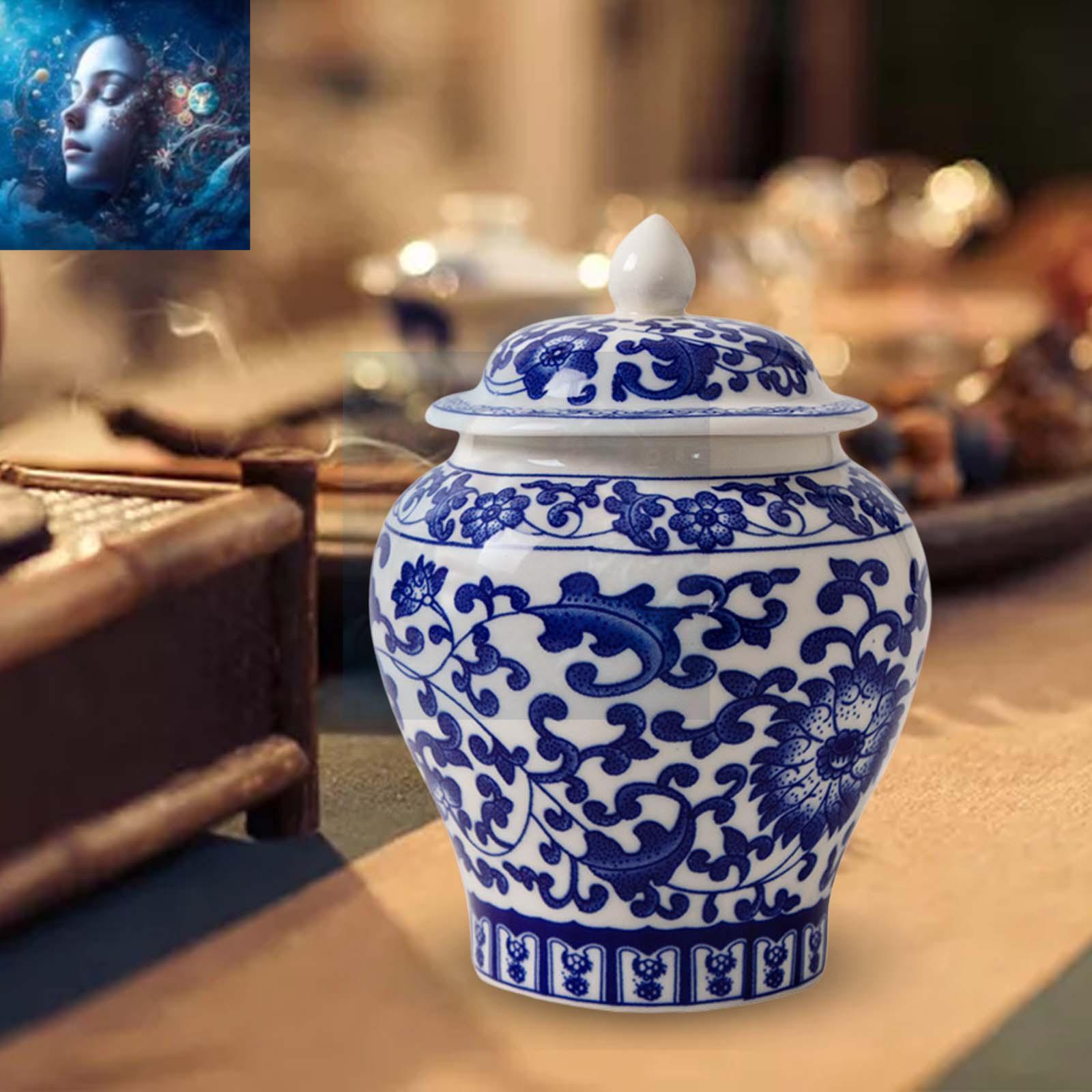 Ceramic Ginger Jar Multi Purpose Chinoiserie Gift Vase for Table Decoration