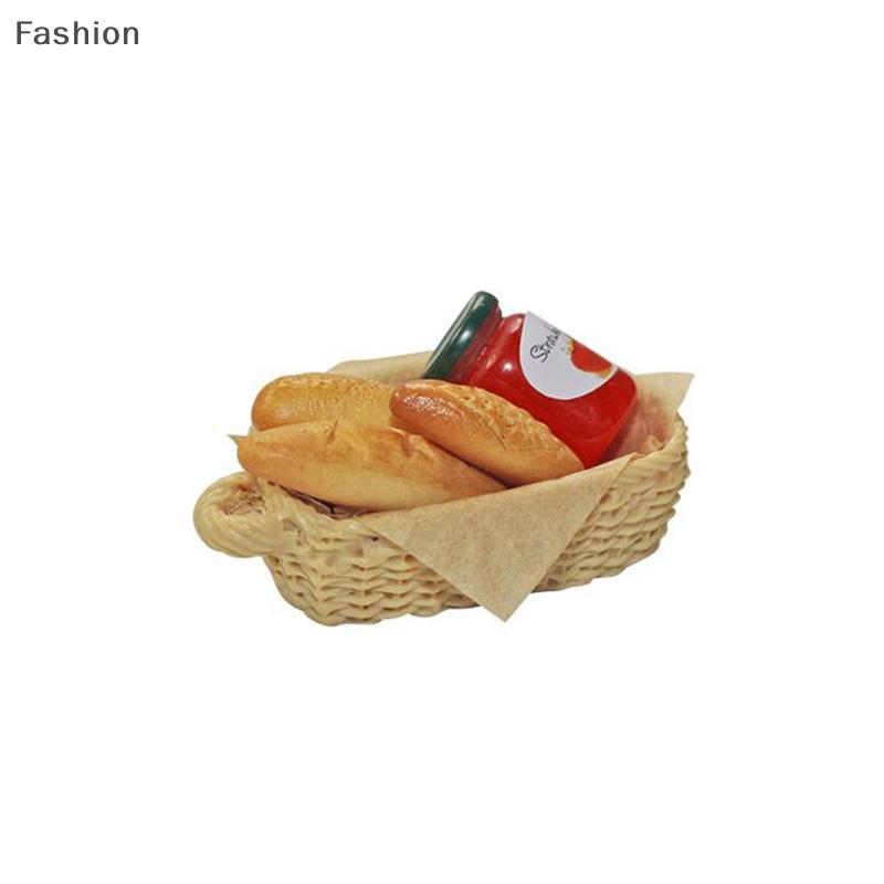 [Fashion] 1 cái đồ chơi thức ăn 1:12 phụ kiện giỏ bánh mì nướng mứt phụ kiện búp bê thu nhỏ
