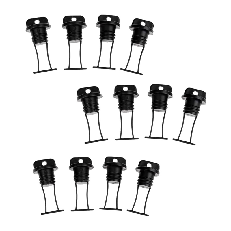12 Piece Kayak Drain Plugs Black Plastic Thread Hull Drain for Kayaks Canoes Boats for Outdoors Camping