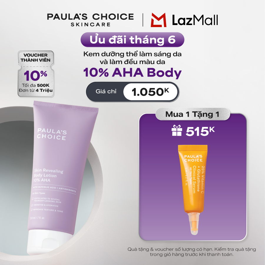 Kem dưỡng thể làm sáng da Paula’s Choice RESIST SKIN REVEALING BODY LOTION WITH 10% AHA 5900