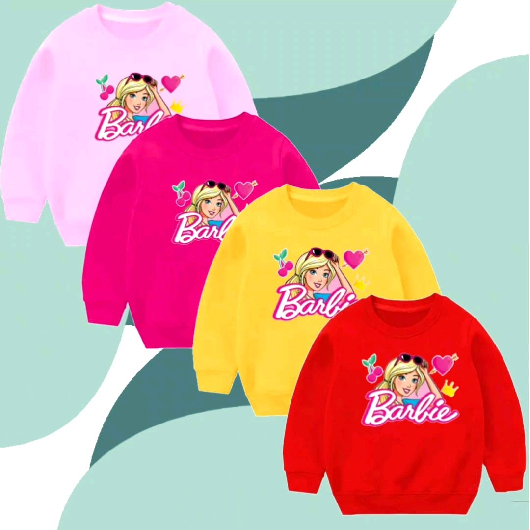 kaos atasan sweter oblong anak perempuan lengan panjang motif barbie berkacamata