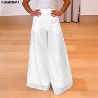 INCERUN Pants For Men Streetwear Double-Layer Mesh Western Style Leisure Pantalon #0720