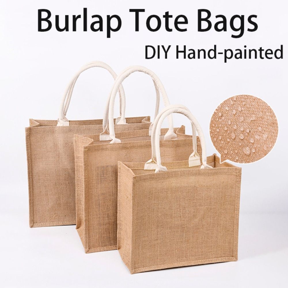 SUPERSTITION EFFLUENCE78SU6 Đay Túi vải lanh nữ Vẽ Tay Di động Túi mua sắm Thùng chứa Bao tải giả Túi Tote Vải Bố Phụ nữ